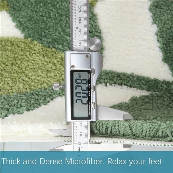 Bathroom Rugs - Green Bath Rug Non Slip Back Water Absorbent Leaves Plush - Picture 4 of 6